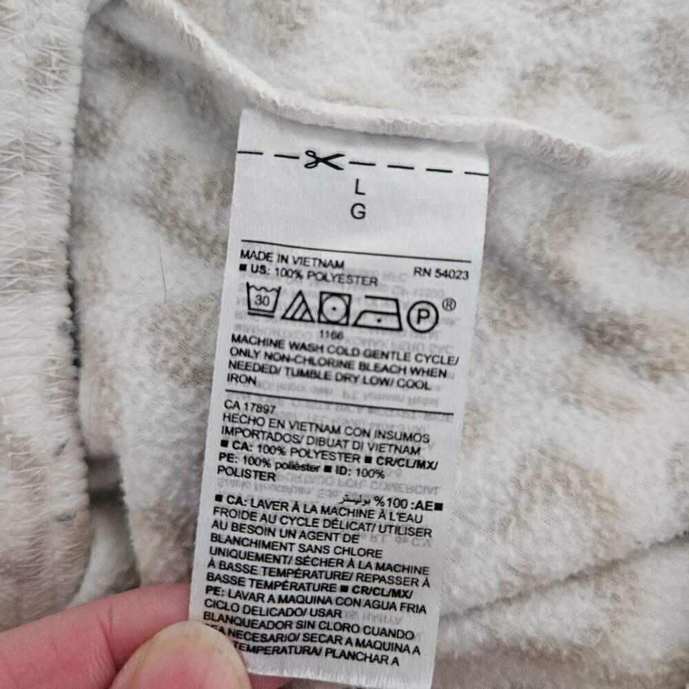Old Navy Tan & White Leopard Fleece Pajama Large Bottoms - Picture 6 of 8